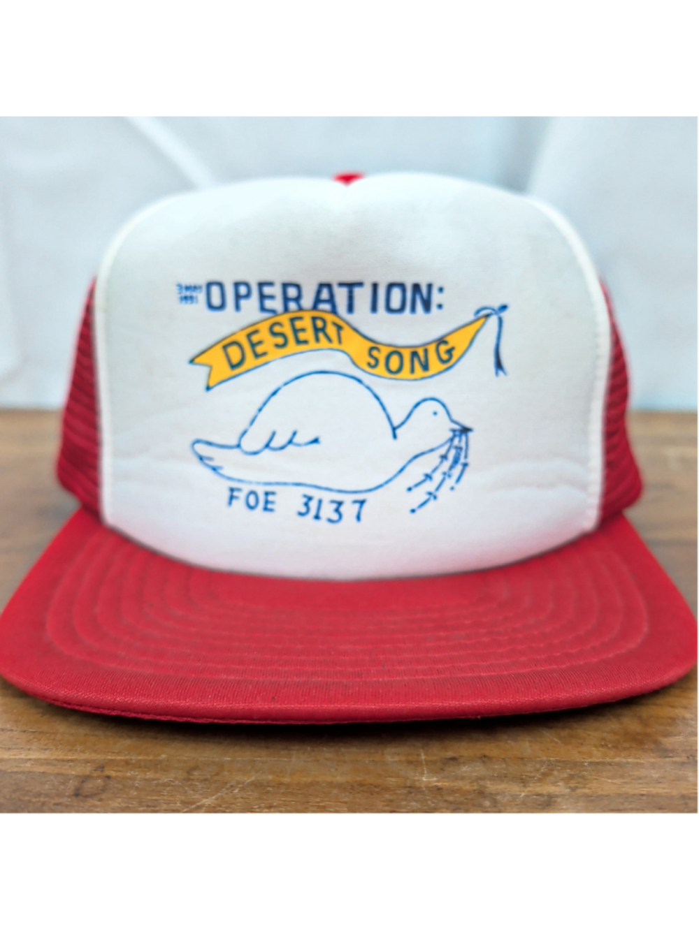1991 Dated Operation Desert Song Anti Gulf War Trucker Hat